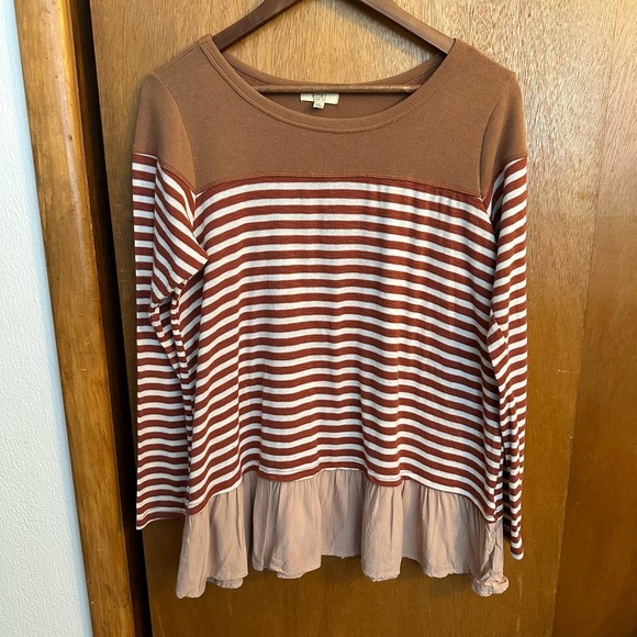 Kori American Brown striped long sleeved sweater shirt size‎ small - Picture 2 of 9